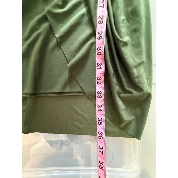 MISA Los Angeles Green Teget Mini Dress‎ Knot Front Bell Sleeves V Neck Draped S - Picture 7 of 9